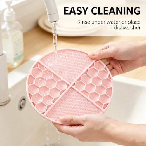 2 Pack Round Honeycomb Lick Mat for Dogs&Cats with 61 Suction Cups - Image 2