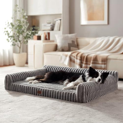 Orthopedic Dog Bed Large 35x25x9.5” Washable Cover Grey by WARMREST