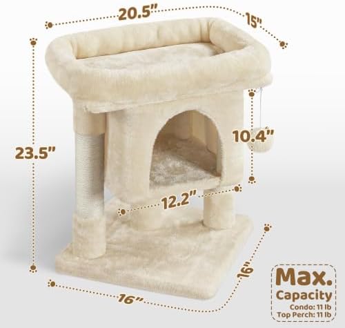 Yaheetech 23.5in Small Low-Profile Cat Tree Condo with Scratching Posts - Image 3