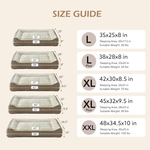 JOEJOY XL Orthopedic Dog Beds Large Sized Dog, Extra Thick Supportive Big Dogs Couch Bed with Sides, Ultra Soft Pet Bed Sofa for Large Dogs, Beige, 38''x28'' - Image 4