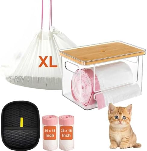3-in-1 Cat litter Box Liners XL & Cat Litter Bags Dispenser & Pet Hair Removal Glove for Dogs & Cats | Liner Bags 20 Count for Pet Cat Litter Tray | Stackable Design for Litter Bag Dispenser by Unknown