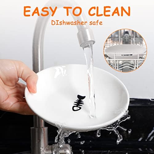 3 Ceramic Cat Plates with Non-Slip Mat, Wide Shallow Bowls for Wet/Dry Food - Image 6