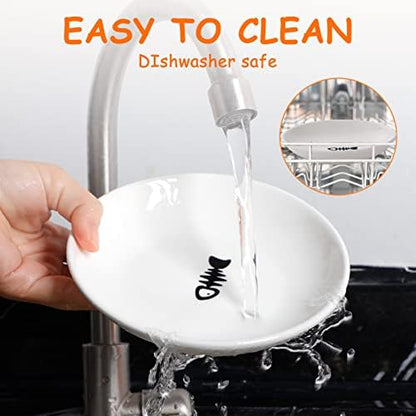 3 Ceramic Cat Plates with Non-Slip Mat, Wide Shallow Bowls for Wet/Dry Food - Image 6