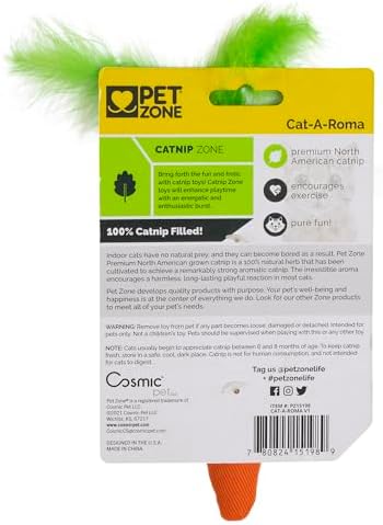 Pet Zone Catnip Feathered Cat Toy, Carrot or Banana, Assorted, Pack of 1 - Image 4