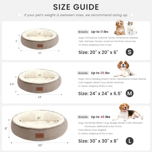 Love's cabin Round Donut Cat and Dog Cushion Bed, 24in Pet Bed for Small or Medium Dogs, Anti-Slip & Water-Resistant Bottom, Soft Durable Fabric Pet Beds, Washable Calming Cat Bed Khaki - Image 4