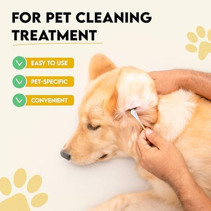 6-Inch Long Cotton Tips for Cleaning Dogs' Ears | Extra-Long Cotton Swabs for Dog Ear Cleaning | Eco-Friendly Dog Ear Swabs & Pads | Organic Bamboo & Cotton | 100-Pack - Image 4