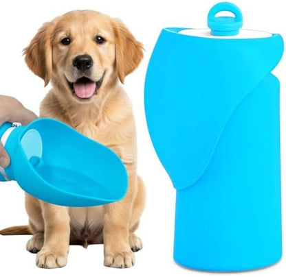 Dog Water Bottle, Leakproof Portable Water Bowl for Dog, Lightweight Water Bottle for Dogs, Food Grade Silicone, Collapsible Travel Pet Water Bottle for Outdoor Hiking Camping (Blue, 18.6 Ounces) by PETHous
