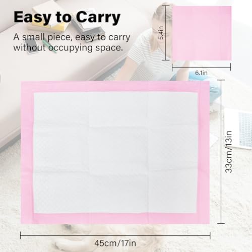 Basics Dog and Puppy Pee Pads with 4-Layer Leak-Proof and Quick-Dry Design for Potty Training, 13” x 17” Ultra Absorbent Disposable Changing Pads for Small Pets -Pink(50 Count) - Image 2