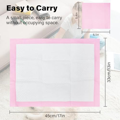 Basics Dog and Puppy Pee Pads with 4-Layer Leak-Proof and Quick-Dry Design for Potty Training, 13” x 17” Ultra Absorbent Disposable Changing Pads for Small Pets -Pink(50 Count) - Image 2