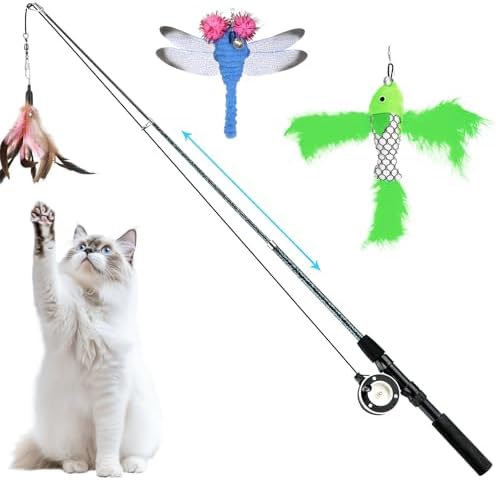 Pawaboo Cat Feather Toys, 4 Pack Interactive Cat Feather Teaser Wand Toys by Pawaboo