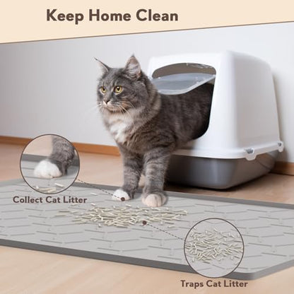 Garoopion Silicone Cat Litter Mat Large 40" X 28", Easy to Clean, Gray - Image 3