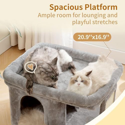 Heybly Cat Tree, 14" Cat Tower with Large Cat Bed & Condo HCT203SW - Image 3