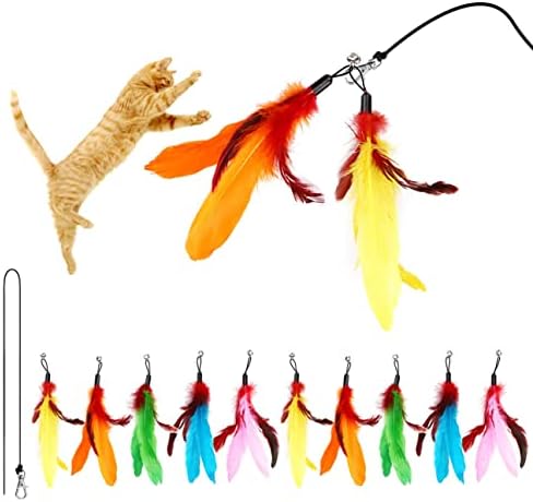 11PCS Cat Wand Attachments, 10 Cat Feather Toy Refills and 1 Spare String - Image 2