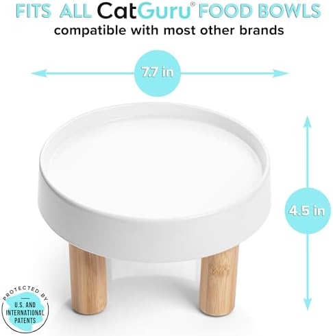 CatGuru Food Table for Cat Bowls, Elevated Feeding Station for Cat Food Bowl, Raised Stand for Food and Water Bowls, Pet Feeder for Indoor Cats, Stress Free Stand for Pet Dishes (Marshmallow, High) - Image 3