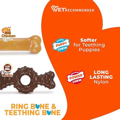 Nylabone Puppy Chew Teething Bone and Ring Bone Dog Chew Toys, 2 Count - Image 4