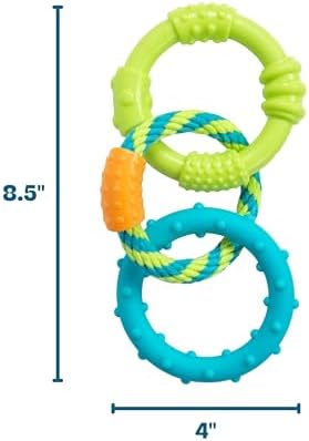 Pupstages Dental Links Dog Chew Toy, Textured Rings & Woven Rope, 8.5" - Image 6