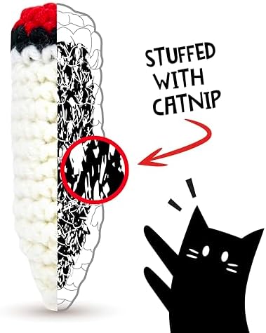 LIT LABS Catnip Doobies Toy Kittie J's Pre-Rolled Cone Form 3 inches Long - Handmade Crocheted - Entertain Your Cat with Hilarious Cartoon J's: Perfect Cat Gift, Comes in a 2-Pack - Image 2