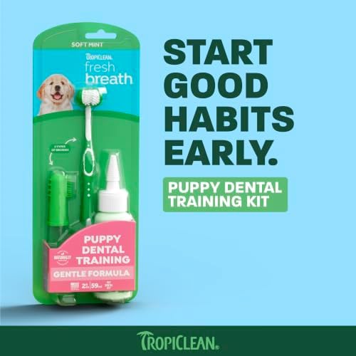 TropiClean Fresh Breath Puppy Tooth Brushing Kit, New Puppy Essentials - Image 2