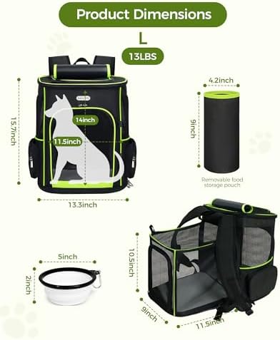 BAGLHER Expandable Cat Carrier Backpacks, Retractable Pet Carrier Backpack for Small Dogs & Cats with Breathable Mesh, Travel Bag Up to 18 Lbs for Hiking Camping Outdoor - Black - Image 3