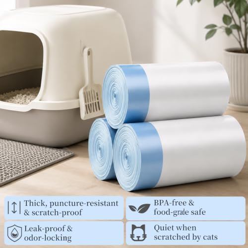 Automatic Litter Box Liners, Compatible with Warcat, Catlink, Neakasa & Tuya, 45 Count Extra Thick Drawstring Bags for Self Cleaning Litter Box, 20" x 18" - Image 5