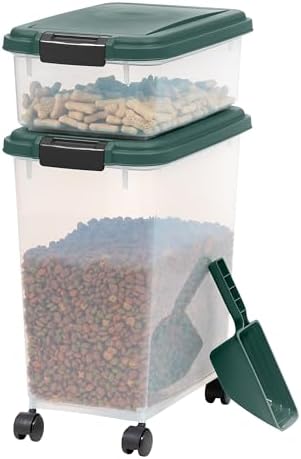 IRIS USA Airtight Pet Food Container, Up to 30 lbs & 11 lbs, Green by IRISUSA