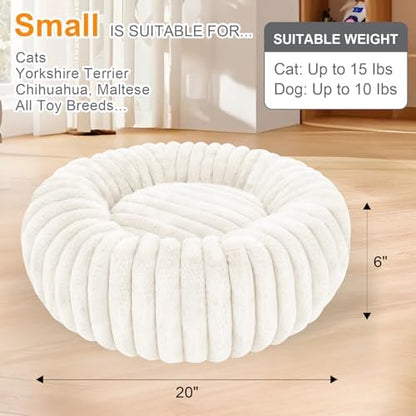 Washable Small Cat Dog Bed,Puppy Bed Cat Beds for Indoor Cats(White, S) - Image 4