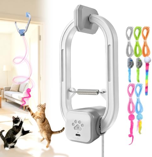 Interactive cat toy, Electric cat teaser, Door clip, 2 Motion modes,Gray - Image 2