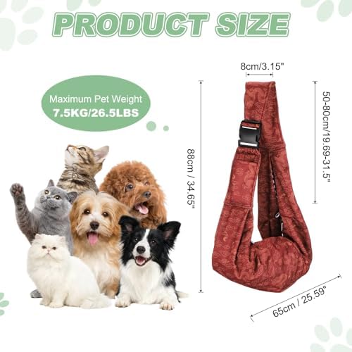 Dog Sling Carrier for Small Dogs and Cats Up to 16.5 Lbs, Adjustable Buckle with Pocket Pet Cross Body Shoulder Bag, (Red, 1 Pcs) Intended for Outdoor Travel/Camp - Image 2