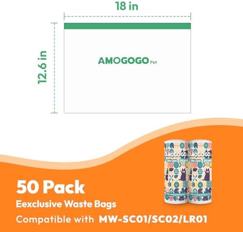 50 Pcs Litter Box Liner Bags, Compatible with Meowant MW-SC01, SC02, SC09 and MW-LR01, Automatic Litter Box Heavy Duty Replacement Waste Bags, Leak-proof Trash Bags, 18.5" x 12.6" - Image 6
