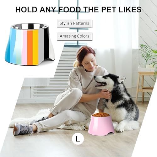 Dog Bowls,Cone Friendly Non Slip Single Dog Bowl with Stainless Steel Inner, Raised Bowls for Small and Medium Dogs Spaniel Dogs Long Ear, High Capacity, L/3 Cups Pink - Image 6