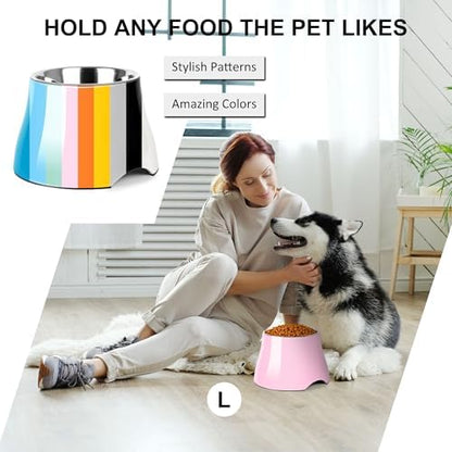 Dog Bowls,Cone Friendly Non Slip Single Dog Bowl with Stainless Steel Inner, Raised Bowls for Small and Medium Dogs Spaniel Dogs Long Ear, High Capacity, L/3 Cups Pink - Image 6