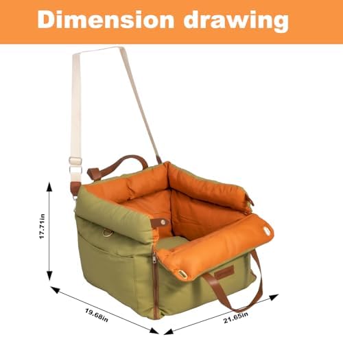 Dog Car Seat for Small & Medium Dogs - 3 in 1 Waterproof Soft Leather Dog Bed for Car with Harness Clip, Travel Bed & Carrier Bag for Pets, Fits Pets Up to 35 lbs (Green, Small & Medium) - Image 5