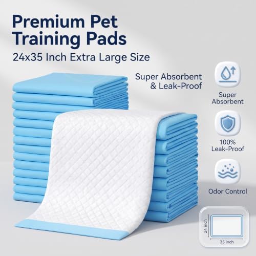Dog Pee Pads 24x24 Inch Regular Large, Super Absorbent Puppy Training Pads 40 Pack, Leak-Proof 6-Layer Potty Pads with Quick-Dry Surface and Odor Control for Puppies & Aging Dogs - Image 2