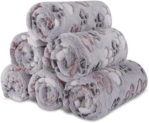 BVAGSS 6 Pack Small Dog Blanket, Super Soft Warm Pet Cover Blankets, Paw Print Puppy Fleece Flannel Blanket for Small Medium Dogs and Cats MW003 by BVAGSS