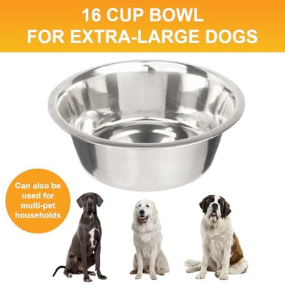 Neater Pet Brands 16 Cup (128 oz.) Stainless Steel Dog Bowls, 1 Single Large Dog Water Bowl or Food Bowl for Indoors or Outdoors, Metal Bowls for Large Breed, Dishwasher Safe Dish for Extra Big Dogs - Image 2