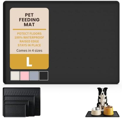 Waterproof Silicone Pet Feeding Mat, Dog Cat Food Water Bowl, Raised Edge by CHARMROSE