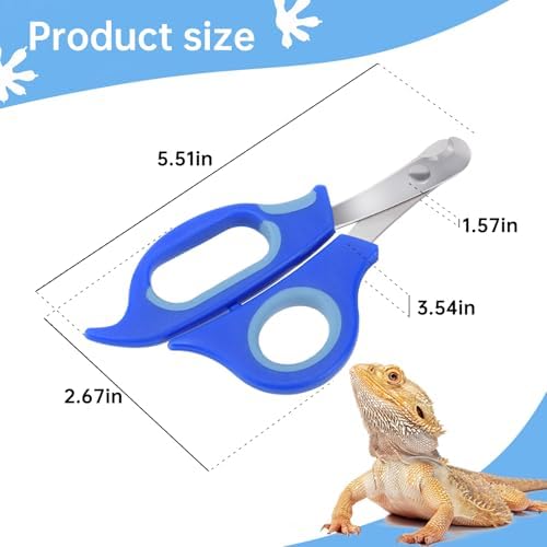 KEUYE Bearded Dragon Nail Clippers,Stainless Steel Bearded Dragon Toe Nail Clippers with Precise Angled Edges (Blue) - Image 2