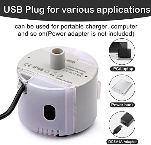 Cat Water Fountain Pump, Pet Water Fountain Replacement Pump SMA-800 Submersible Motor for Stainless Steel Indoor Cat Fountain Pump Replacement(Pump with Adapter&Brush) - Image 4