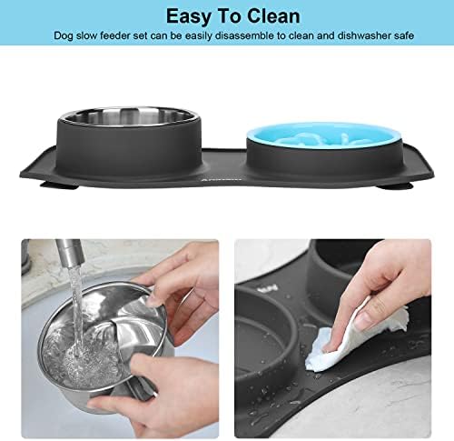 Slow Feeder Dog Bowls 3 in 1 Stainless Steel Food Water Bowl to Slow Eating - Image 6
