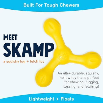 WEST PAW Zogoflex Air Skamp Tug-of-War Stick Dog Chew Toy – Hollow, Squishy Interactive Toy for Dogs, Puppies – for Chewing, Catch, Carry, Fetch, Dishwasher Safe, Latex-Free, 8.5", Dandelion Yellow - Image 2