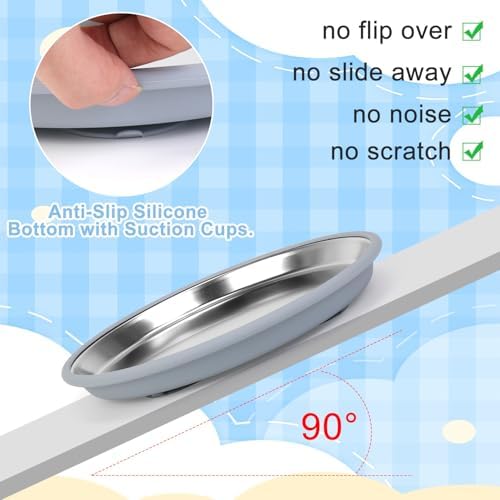 Cat Food Bowls 2 Pack, Wide and Shallow Stainless Steel Cat Bowls with Non-Slip Bottom, Metal Whisker Friendly Pet Dishes for Dry, Wet and Can Food - Image 6