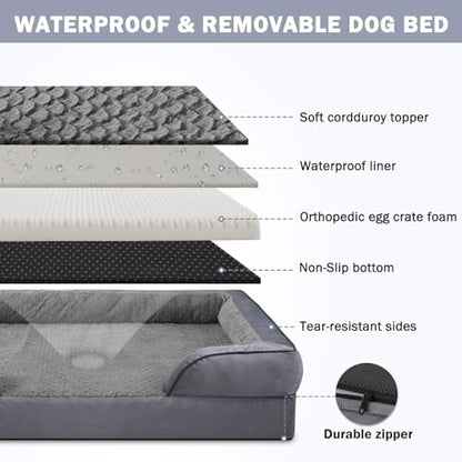 INVENHO Orthopedic Dog Beds Large Sized, XL Washable Dog Sofa with Egg-Crate Foam, Waterproof Lining and Non-Skid Bottom - Image 4