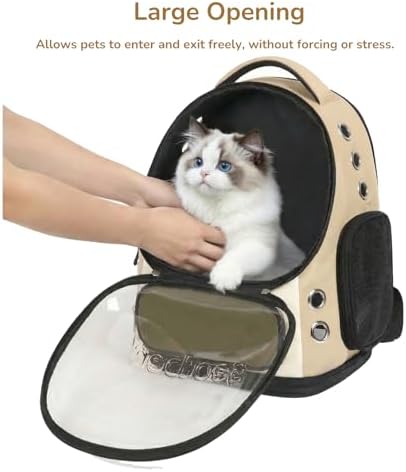 Cat Bubble Backpack Carrier, TSA Airline Approved Pet Travel Bag for Small Medium Dogs, Clear Hiking Camping Backpack for Cats, Kitten and Puppy up to 18 lbs, Khaki Bubble - Image 3