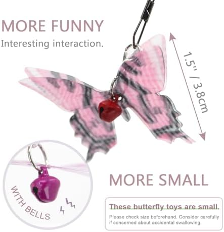SONGWAY Cat Butterfly Toys - 13 Pieces Cat Toy Set with Retractable Wand and Butterfly Toy Replacement with Bell, Interactive Toys for Indoor Cats Kittens - Image 2