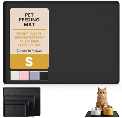 Waterproof Silicone Pet Feeding Mat, Dog Cat Food Water Bowl, Raised Edge by CHARMROSE