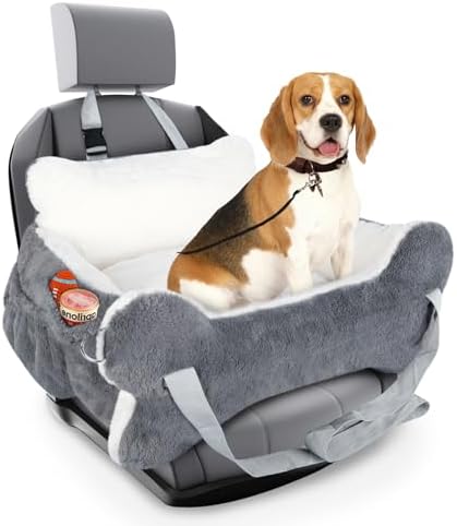 29.5"x19.7"x9.8" Dog Car Seat for Middle Dogs & Cats, Car Seat for Dogs with Plush Cushion, Non-Slip Bottom & Safety Leash, Cat & Dog Bed with Side Pocket for Sedan, SUV and Truck, Washable by CHENOVE