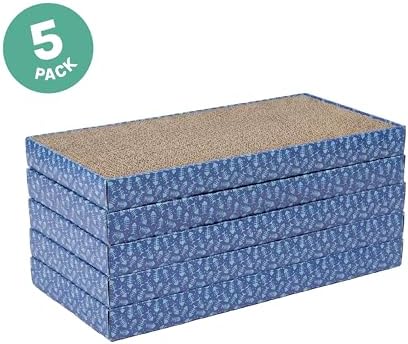 Kitty City 5-Pack XL Double Sided Corrugate Cat Scratcher Pads with Catnip - X-Large Horizontal Cat Scratcher Mats, Reversible Corrugate Nail File Scratchers - Fish Bone Design, 18” x 10” Each - Image 2