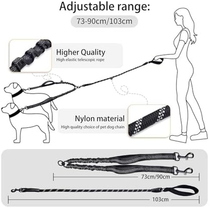 Double Dog Leash, 18~120 Lbs, No Tangle with Padded Handles, 360° Swivel - Image 4