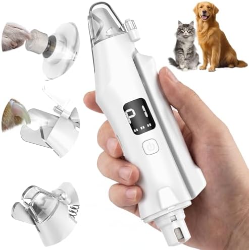 2-in-1 Dog Cat Nail Clippers and Grinder with Light: Electric LED Silent Quiet Pet Nail Claw Trimmers USB Rechargeable Safety Lock Small Large Dog by ipetstation