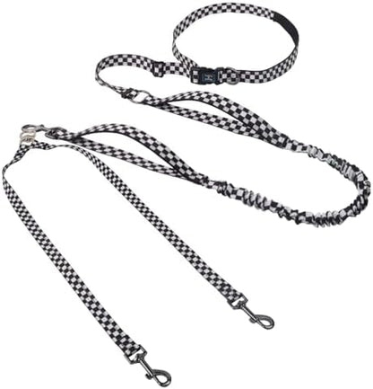 Roses&Poetry Hands Free Double Dog Leash for Two Dogs, 9-11ft Adjustable Bungee Walking Waist Lead, Dual Dog Leash with Tangle-Free Swivel for Medium Large Dogs Heavy Duty Running(Blackwhite) by RosesPoetry